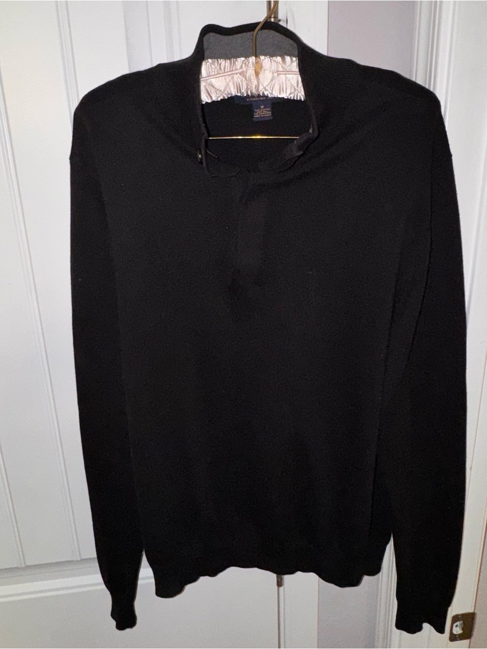 Brooks Brothers Black Silk Blend Mock Neck Sweater